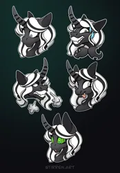 Size: 1640x2360 | Tagged: safe, artist:stirren, derpibooru import, oc, changeling, pony, angry, changeling oc, emotes, hypno eyes, hypnosis, hypnotized, image, png, silly, sticker, sticker set, surprised, swirly eyes, worried