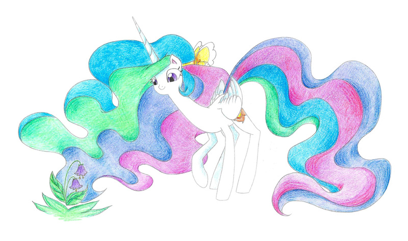 Size: 1976x1172 | Tagged: safe, artist:bluemagic, derpibooru import, princess celestia, alicorn, pony, g4, ethereal mane, ethereal tail, flower, horn, image, jpeg, simple background, tail, white background, wings