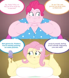 Size: 2560x2880 | Tagged: suggestive, artist:neongothic, derpibooru import, fluttershy, pinkie pie, equestria girls, g4, bbw, belly, big belly, bingo wings, blushing, breasts, chubby cheeks, comic, double chin, fat, fat boobs, fat fetish, fattershy, female, fetish, image, lesbian, morbidly obese, obese, png, pudgy pie, ship:flutterpie, shipping, ssbbw, weight gain