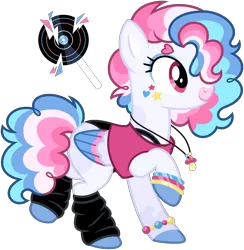 Size: 1479x1514 | Tagged: safe, artist:strawberry-spritz, derpibooru import, oc, pegasus, pony, clothes, colored wings, female, image, leg warmers, mare, multicolored wings, pacifier, parents:vinylpie, png, shirt, simple background, solo, transparent background, wings