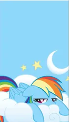 Size: 679x1200 | Tagged: safe, derpibooru import, rainbow dash, pegasus, pony, g4, cloud, floppy ears, image, jpeg, lying down, on a cloud, prone, solo