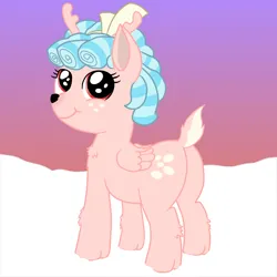 Size: 1500x1500 | Tagged: safe, alternate version, artist:lecy98, derpibooru import, cozy glow, deer, pegasus, pony, reindeer, g4, cozy the reindeer, cute, image, looking at you, looking back, png, snow, solo, species swap