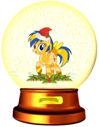 Size: 1700x2177 | Tagged: safe, artist:lizzmcclin, derpibooru import, oc, oc:flare spark, christmas, hat, holiday, image, png, santa hat, simple background, snow globe, transparent background, vector