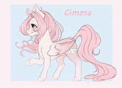 Size: 3736x2712 | Tagged: safe, artist:miokomata, derpibooru import, oc, oc:cimma, unofficial characters only, pegasus, pony, anatomically incorrect, blushing, butt fre, chest fluff, colored hooves, colored wings, ear blush, eyeshadow, female, freckles, gradient ears, gradient wings, gray eyes, hooves, image, incorrect leg anatomy, jpeg, makeup, mare, passepartout, raised hoof, smiling, solo, wing freckles, wings