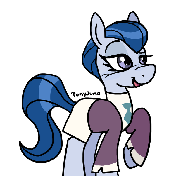 Size: 1148x1071 | Tagged: safe, artist:ponyjuno, derpibooru import, ever essence, earth pony, pony, g4, clothes, female, image, mare, png, raised hoof, simple background, solo, white background