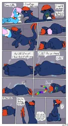 Size: 3100x5700 | Tagged: semi-grimdark, suggestive, artist:monycaalot, derpibooru import, oc, oc:fizark catto, oc:unlucky, unofficial characters only, monster pony, original species, pegasus, pony, tatzlpony, abdominal bulge, accidental vore, belly, belly button, big belly, burp, burping up items, chubby, dialogue, digestion, eaten alive, image, long tail, mawshot, open mouth, pegasus oc, png, stretching, tail, throat bulge, vore, wings