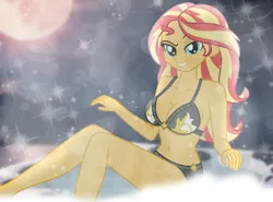 Size: 2000x1476 | Tagged: safe, artist:emeraldblast63, derpibooru import, sunset shimmer, human, equestria girls, g4, belly, belly button, breasts, busty sunset shimmer, cleavage, image, png, smiling, solo