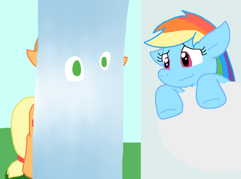 Size: 1141x850 | Tagged: safe, artist:cmara, derpibooru import, applejack, rainbow dash, earth pony, pegasus, pony, g4, cloud, female, image, png, splash, water