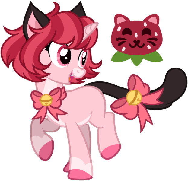 Size: 1990x1916 | Tagged: safe, artist:strawberry-spritz, derpibooru import, cat, cat pony, original species, pony, unicorn, female, horn, image, png, simple background, solo, transparent background