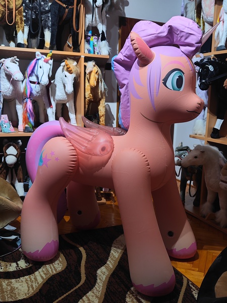 Size: 3072x4096 | Tagged: safe, derpibooru import, sunny starscout, alicorn, inflatable pony, pony, unicorn, g5, spoiler:g5, bootleg, hongyi, horn, image, inflatable, inflatable toy, jpeg, photo, solo