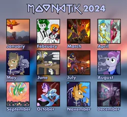 Size: 2222x2048 | Tagged: grimdark, artist:moonatik, derpibooru import, derpy hooves, starlight glimmer, trixie, oc, oc:amanita, oc:aryanne, oc:baron, oc:blaze (shadowbolt), oc:flame fireblast, oc:laurits rutger, oc:moonatik, oc:morning mimosa, oc:saturn hawkrich, oc:selenite, oc:sol nightshade, anthro, bat pony, deer, earth pony, pegasus, pony, unicorn, g4, alicorn amulet, anthro oc, art summary, bat pony oc, bat wings, blood, clothes, deer oc, earth pony oc, face mask, female, fire, forest, guardian angel (g4), gun, hair bun, hanging (by neck), horn, image, jungle, m1919 browning, machine gun, maid, male, mare, mare fair, mask, military uniform, nature, necktie, non-pony oc, pegasus oc, png, rifle, s5 starlight, shadowbolts, snowpity inc., staff, staff of sameness, stallion, suit, tree, unicorn oc, uniform, weapon, wings