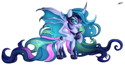 Size: 4595x2405 | Tagged: safe, artist:princessmoonsilver, derpibooru import, oc, oc:luminous night, alicorn, bat pony, bat pony alicorn, pony, bat wings, female, helmet, horn, image, mare, png, simple background, solo, transparent background, wings