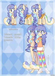 Size: 2200x3000 | Tagged: safe, artist:eilidh-draw, derpibooru import, oc, oc:mish-mash, unofficial characters only, alicorn, bat pony, bat pony alicorn, pony, equestria girls, g4, alicorn oc, amputee, artificial wings, augmented, barefoot, bat wings, bra, breasts, choker, clothes, commission, equestria girls-ified, feet, female, horn, image, mare, mascot, multicolored hair, panties, png, ponied up, prosthetic limb, prosthetic wing, prosthetics, rainbow hair, rainbow socks, rainbow underwear, reference sheet, scar, shirt, shoes, skirt, sneakers, socks, solo, striped socks, t-shirt, tail, tattoo, underwear, unshorn fetlocks, wings, ych result