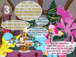 Size: 1440x1080 | Tagged: safe, artist:bronybyexception, derpibooru import, carrot cake, cup cake, pinkie pie, princess luna, alicorn, earth pony, pony, g4, advent calendar, binoculars, candy, christmas, christmas tree, clothes, female, food, gingerbread (food), gingerbread house, goggles, hard hat, hat, holiday, image, jackhammer, male, mare, married couple, married couples doing married things, png, rock candy, stallion, sugarcube corner, this will end in tears, tree