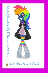 Size: 499x758 | Tagged: safe, artist:spiralofficialartsyt, derpibooru import, rainbow dash, human, equestria girls, g4, secrets and pies, clothes, evil pie hater dash, female, image, jpeg, my little pony, passepartout, solo