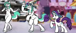 Size: 2048x913 | Tagged: safe, artist:maximumeevee, derpibooru import, rarity, oc, anthro, pony, unicorn, wolf, female, furry, furry to pony, horn, image, jewelry, jpeg, magic, necklace, reality shift, transformation, transformation sequence