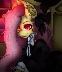 Size: 693x794 | Tagged: safe, artist:kayomii, derpibooru import, fluttershy, bat pony, pony, g4, bat ponified, claws, ear piercing, earring, fangs, female, flutterbat, fluttergoth, image, jewelry, jpeg, mare, piercing, race swap, solo, wing claws, wings