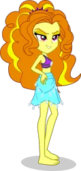 Size: 1977x4137 | Tagged: safe, alternate version, artist:dustinwatsongkx, derpibooru import, adagio dazzle, equestria girls, g4, accessory swap, bare arms, bare legs, bare shoulders, barefoot, bikini, bikini top, clothes, clothes swap, feet, female, grin, hand on hip, image, jewelry, png, puffy hair, rarity's blue sarong, rarity's purple bikini, sandals, sarong, simple background, skirt, sleeveless, smiling, solo, spiked headband, swimsuit, swimsuit swap, teeth, transparent background, vector