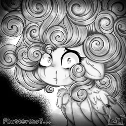 Size: 720x723 | Tagged: semi-grimdark, alternate version, artist:kayomii, derpibooru import, fluttershy, pegasus, pony, g4, alternate hairstyle, black and white, blood, crying, female, grayscale, image, jpeg, junji ito, mare, monochrome, nosebleed, solo, spiral, uzumaki