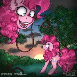 Size: 720x723 | Tagged: semi-grimdark, artist:kayomii, derpibooru import, pinkie pie, ponified, earth pony, pony, g4, balloon, crying, duo, female, floating head, image, jpeg, junji ito, mare, noose, self paradox, self ponidox, the hanging balloons