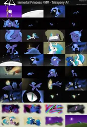 Size: 1922x2812 | Tagged: safe, artist:tetrapony, derpibooru import, king sombra, nightmare moon, princess celestia, princess luna, twilight sparkle, twilight sparkle (alicorn), alicorn, pony, unicorn, g4, 2014, artifact, banishment, canterlot, chains, female, horn, image, link in description, male, mare, moon, night, old art, png, rainbow, royal sisters, s1 luna, siblings, sisters, together, unicorn twilight