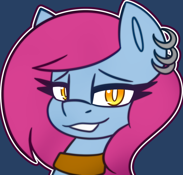 Size: 2737x2625 | Tagged: oc name needed, safe, artist:askhypnoswirl, derpibooru import, oc, unofficial characters only, earth pony, collar, commission, ear piercing, earring, earth pony oc, eyelashes, icon, image, jewelry, looking at you, piercing, png, smiling, smiling at you