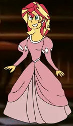 Size: 2500x4300 | Tagged: safe, artist:jadeharmony, derpibooru import, sunset shimmer, human, equestria girls, g4, clothes, cute, dress, female, gown, grin, image, png, poofy shoulders, princess ariel, smiling, solo, the little mermaid