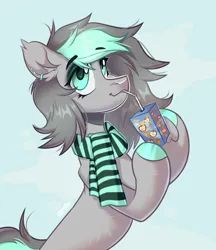 Size: 3800x4400 | Tagged: safe, artist:k0potb, derpibooru import, oc, unofficial characters only, pony, clothes, digital art, green mane, image, png, scarf, shading, simple background, solo, striped scarf