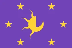 Size: 3064x2041 | Tagged: safe, artist:l3afbutt, derpibooru import, flag, flag of equestria, image, moon, no pony, png, purple background, simple background, stars, sun