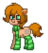 Size: 203x224 | Tagged: safe, derpibooru import, oc, oc:rusty gears, pony, pony town, clothes, digital art, heterochromia, image, pixel art, png, scarf, socks, striped scarf, striped socks