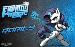 Size: 1568x980 | Tagged: safe, artist:lennonblack, derpibooru import, rarity, pony, unicorn, fighting is magic, bipedal, female, fighting stance, glow, glowing horn, horn, image, mare, png