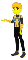 Size: 770x1658 | Tagged: safe, artist:robertsonskywa1, derpibooru import, equestria girls, g4, b-127, bumblebee (transformers), clothes, equestria girls-ified, image, male, photo, png, simple background, solo, solo male, transformers, transformers one, transparent background