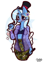 Size: 744x1052 | Tagged: safe, artist:chiefywiffy, derpibooru import, trixie, anthro, pony, unicorn, g4, clothes, dress, female, horn, image, kebaya, mare, png, simple background, solo, white background