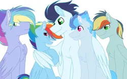 Size: 750x469 | Tagged: safe, artist:fluffy-fillies, derpibooru import, rainbow dash, soarin', pegasus, pony, female, image, jpeg, male, mare, offspring, parent:rainbow dash, parent:soarin', parents:soarindash, shipping, soarindash, stallion, straight