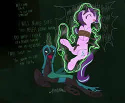 Size: 1114x914 | Tagged: suggestive, artist:asiridrawz, derpibooru import, queen chrysalis, starlight glimmer, changeling, changeling queen, pony, unicorn, g4, bondage, dominant, duo, duo female, erotic tickling, eyes closed, eyeshadow, fangs, feather, female, femdom, femsub, fetish, glow, glowing horn, hoof tickling, horn, image, jpeg, laughing, lying down, magic, makeup, mare, open mouth, prone, rope, rope bondage, submissive, tickle fetish, tickle torture, tickling