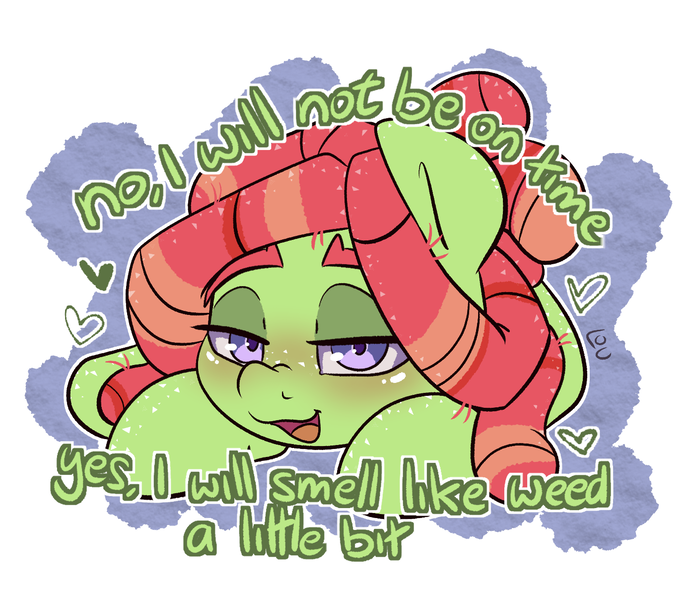 Size: 1400x1208 | Tagged: safe, artist:lou, derpibooru import, tree hugger, g4, drugs, image, lying down, marijuana, meme, png