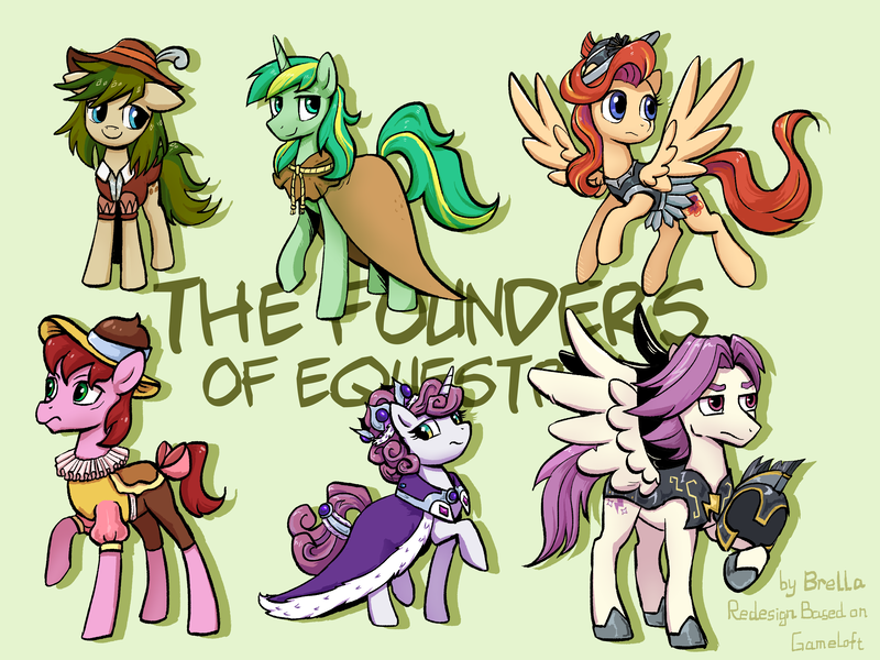 Size: 4096x3072 | Tagged: safe, artist:brella, derpibooru import, chancellor puddinghead, clover the clever, commander hurricane, princess platinum, private pansy, smart cookie, earth pony, pegasus, pony, unicorn, g4, armor, clothes, crown, gameloft, hat, horn, image, jewelry, png, redesign, regalia