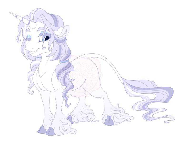 Size: 5000x3900 | Tagged: safe, artist:gigason, derpibooru import, oc, oc:winter coat, pony, unicorn, absurd resolution, cloven hooves, female, horn, image, magical lesbian spawn, mare, offspring, one eye closed, parent:princess platinum, parent:rarity, png, simple background, solo, transparent background, unshorn fetlocks