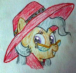 Size: 2337x2240 | Tagged: safe, artist:mildgyth, derpibooru import, mayor mare, pony, g4, carmen sandiego, gameloft, gameloft interpretation, hat, image, png, solo, traditional art