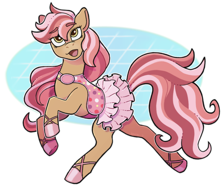 Size: 2394x1998 | Tagged: safe, artist:vkyw, derpibooru import, horse, bridget (wild manes), clothes, hoof shoes, image, looking up, open mouth, partially transparent background, png, saddle, skirt, solo, tack, tail, wild manes