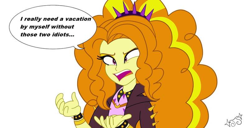 Size: 1920x989 | Tagged: safe, artist:jenna56, derpibooru import, adagio dazzle, equestria girls, g4, female, image, implied aria blaze, implied sonata dusk, jpeg, simple background, solo, speech bubble, vacation, white background