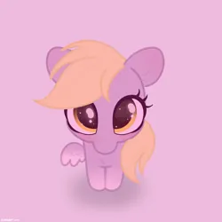 Size: 2480x2480 | Tagged: safe, artist:starburstuwu, derpibooru import, derpy hooves, pegasus, pony, g4, cute, derpabetes, female, high res, image, jpeg, looking at you, mare, one wing out, pink background, simple background, sitting, solo, wings