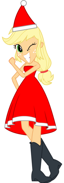 Size: 1256x3565 | Tagged: safe, artist:cartoonmasterv3, derpibooru import, applejack, human, equestria girls, g4, advent calendar, christmas, christmas 2024, clothes, costume, hat, holiday, image, png, santa claus, santa costume, santa hat, simple background, solo, transparent background