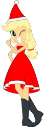 Size: 1256x3565 | Tagged: safe, artist:cartoonmasterv3, derpibooru import, applejack, human, equestria girls, g4, advent calendar, christmas, christmas 2024, clothes, costume, hat, holiday, image, png, santa claus, santa costume, santa hat, simple background, solo, transparent background