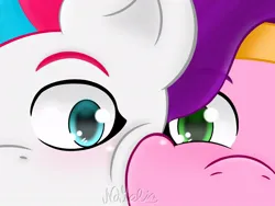 Size: 1024x768 | Tagged: safe, artist:naye_livelife, derpibooru import, pipp petals, zipp storm, pegasus, pony, g5, cheek squish, cheek to cheek, close-up, duo, duo female, female, image, jpeg, mare, royal sisters (g5), siblings, sisters, squishy cheeks