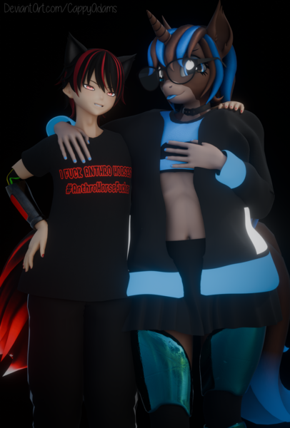 Size: 2424x3580 | Tagged: suggestive, artist:cappyadams, derpibooru import, oc, oc:arnas atakiyo (cappyadams), oc:robin akiyama (cappyadams), unofficial characters only, anthro, 3d, black background, blender, blender eevee, duo, duo male, glasses, image, kemonomimi, male, neko, png, shitposting, simple background, vulgar