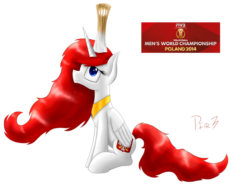 Size: 1546x1250 | Tagged: safe, artist:p0nfir3, derpibooru import, oc, oc:poland, ponified, pony, 2014, image, nation ponies, old art, png, poland, simple background, solo, sports, transparent background, trophy, volleyball