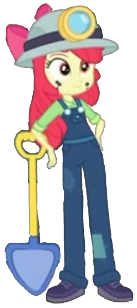 Size: 685x1536 | Tagged: safe, derpibooru import, edit, edited screencap, screencap, apple bloom, human, equestria girls, equestria girls series, g4, opening night, background removed, blurry, boots, clothes, coal miner, headlamp, helmet, image, mining helmet, my little pony equestria girls: choose your own ending, overalls, png, shoes, shovel, simple background, solo, transparent background, vector