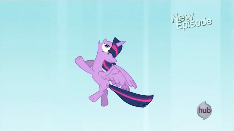 Size: 1280x720 | Tagged: safe, derpibooru import, screencap, twilight sparkle, twilight sparkle (alicorn), alicorn, g4, princess twilight sparkle (episode), female, flying, hub logo, image, jpeg, logo, my little pony, solo, the hub