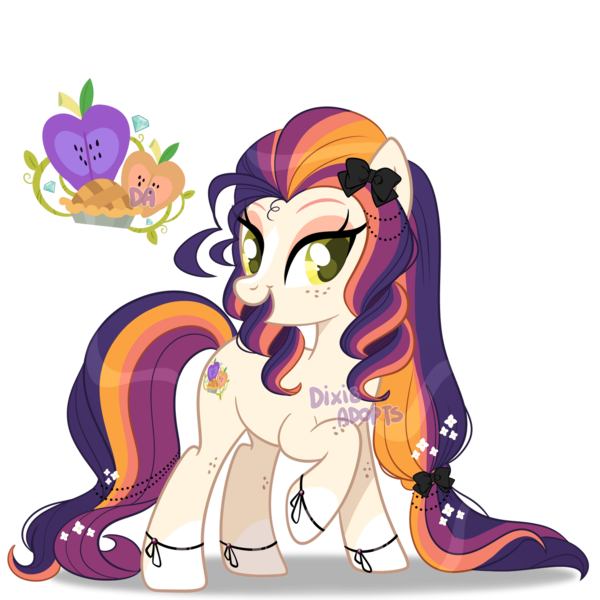 Size: 1280x1280 | Tagged: safe, artist:dixieadopts, derpibooru import, oc, oc:harvest gem, earth pony, pony, female, image, magical lesbian spawn, mare, offspring, parent:applejack, parent:rarity, parents:rarijack, png, simple background, solo, transparent background